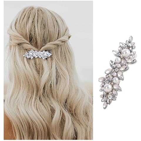 Inilbran Vintage Rhinestone Pearl Hair Clip Cover