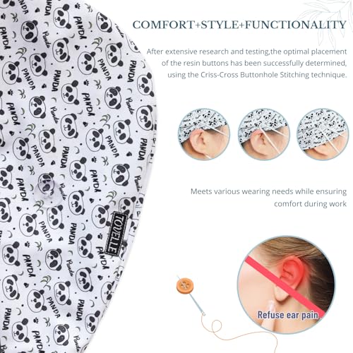 Image of Scrub Caps for Women with Buttons, Classic Surgical Caps | Double-Sided Printed, Adjustable,Long Hours, Sweatbands, Fabric Help Reduce Static Buildup