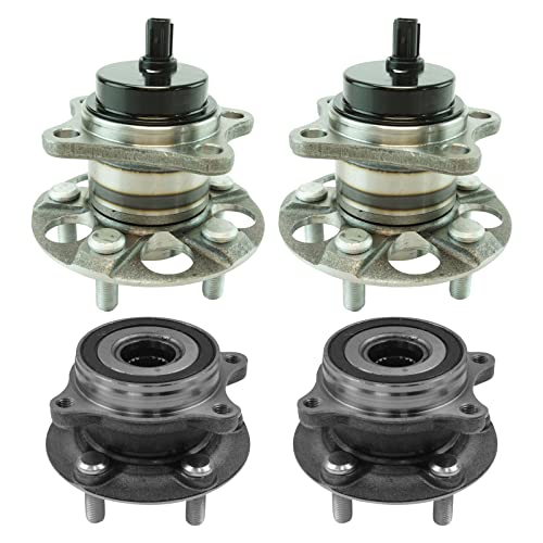Image of TRQ Front and Rear Wheel Bearing and Hub Assembly Set 4 Piece Compatible with 2010-2015 Toyota Prius 2012-2015 Prius Plug-in