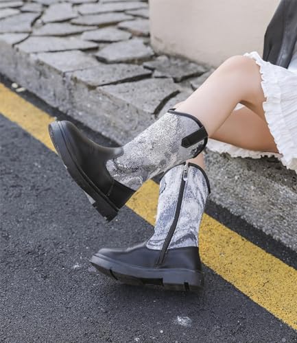 kkdom Boys Girls Cowgirl Cowboy Western Boots Mid Calf Horseback Riding Boots4