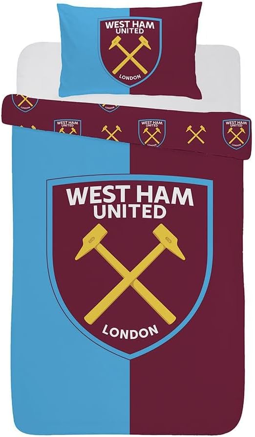 West Ham duvet: Single Duvet Set Reversible Bedding with Pillowcase