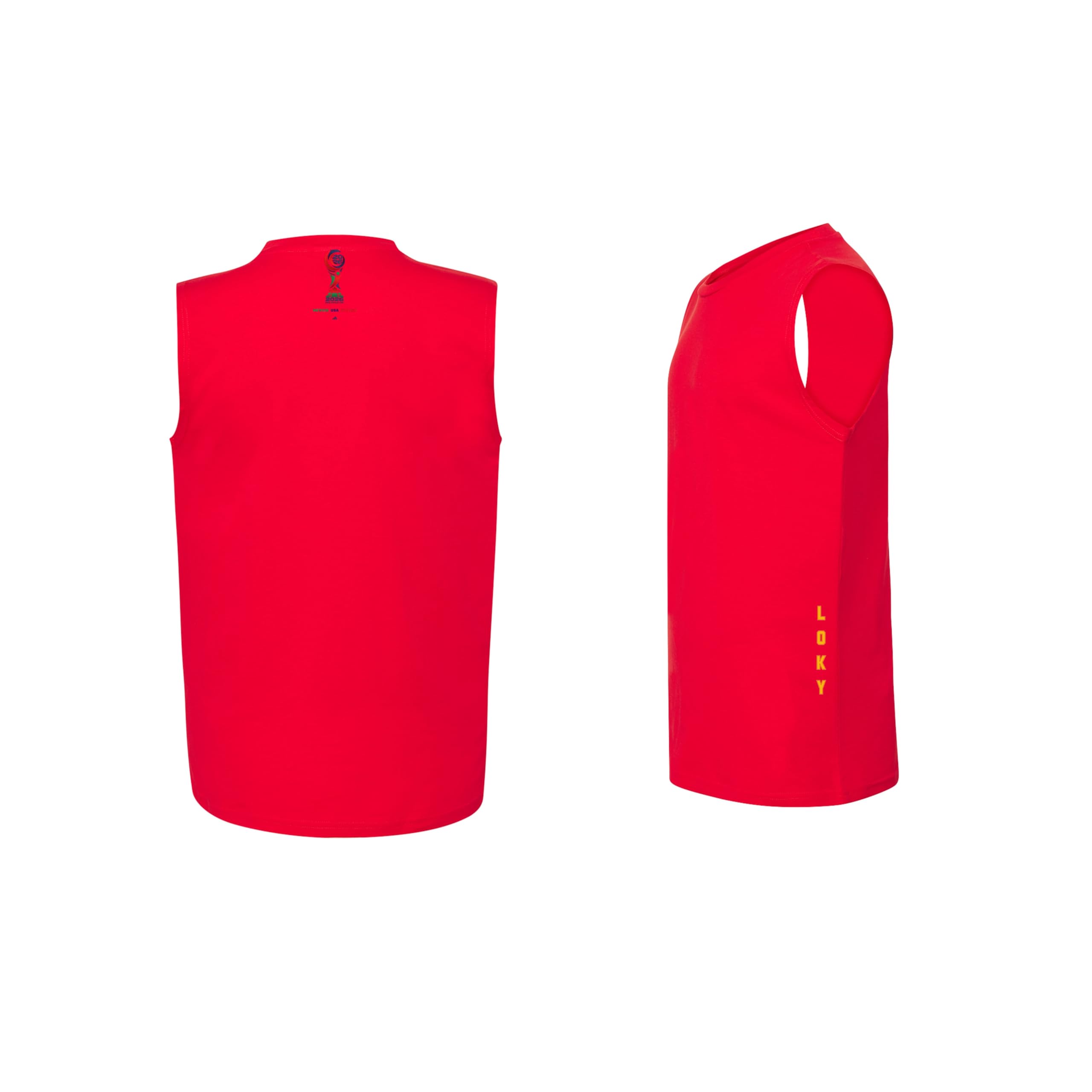 Camiseta sin Mangas para Hombre, España Mundial 2026, 100% Algodón, Roja