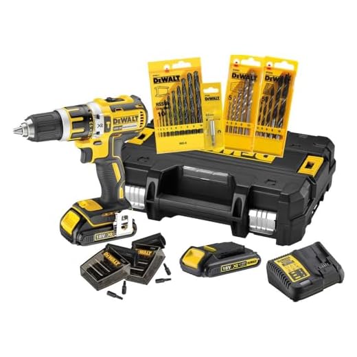 DeWalt XR Akku-Schlagbohrschrauber Set DCK795S2T – Schlagbohrmaschine mit 2-Gang-Vollmetallgetriebe & bürstenlosem Motor zum Schrauben, Bohren & Schlagbohren – 1 x Schlagbohrer Li-Ion 18 V + Zubehör