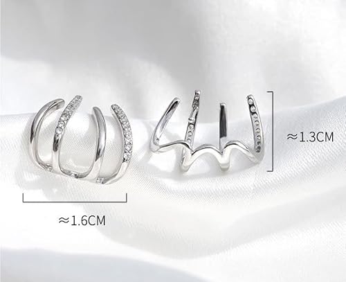 Zircon Needle Claw Earrings For Women Girls, Wrap Stud Ear Cuffs Hoop Earrings For Women Luxury Trendy Minimalist Dainty Tiny Ear Wrap Cuff Piercing Studs Earrings For Women (B:silver) #TOP2