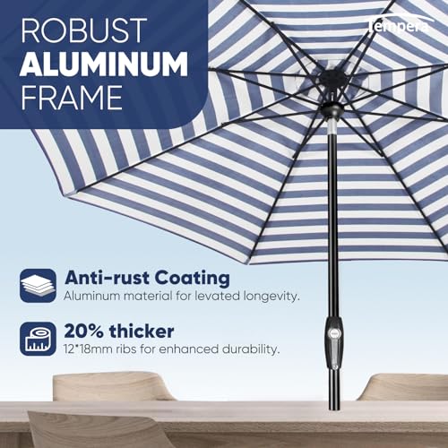 Image of Tempera Patio Market Outdoor Table Umbrella with Auto Tilt and Crank, Large Sun Umbrella with Sturdy Pole & Fade Resistant Canopy, Easy to Set