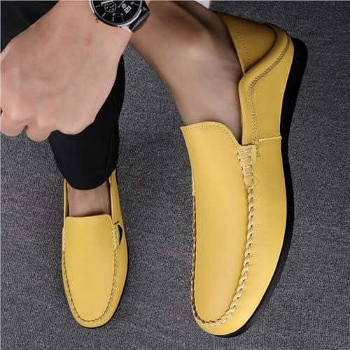 Loafers for Men Simple Moccasins Shoes Leather Flexible Flat Heel Wedding Slip On2