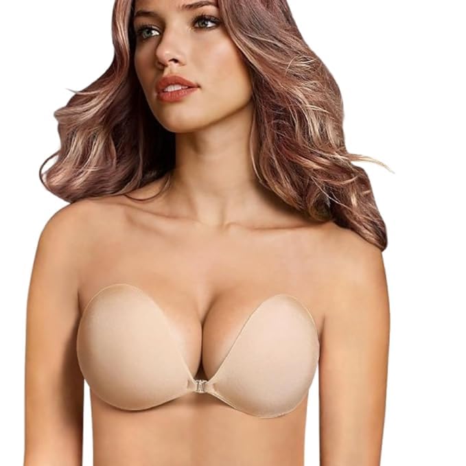 gemrkk Boob Sticky Bra for Women's & Girl's Backless Silicone Reusable Adhesive Strapless Push Up Wire Free Stick On Invisible Pull on Breast Bras (Free-Band Size) (B-C-D) (30-40) Multicolour-picture-20