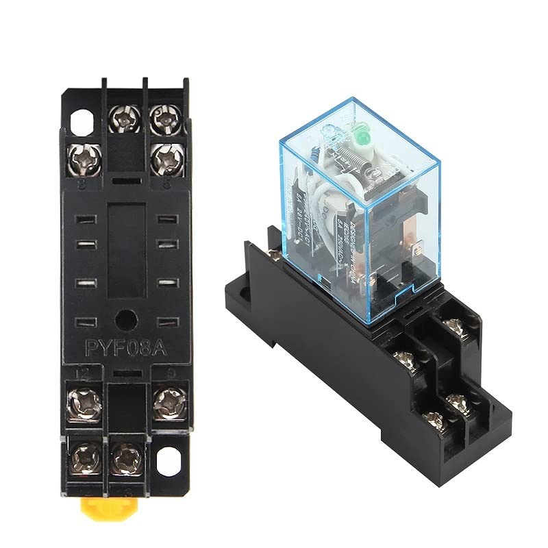 MY2NJ HH52P DPDT Miniature Coil Electromagnetic Intermediate Relay AC12V 24V DC24V AC110V 220V 8 Pin with Socket Base(AC 12V)