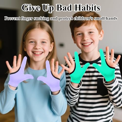 Image of 4pcs Thumb Sucking Guard Gloves Kids Anti Thumb Sucking Glove | Chewy Compression Thumb Sucking Stop Nail Biting Finger Biting Glove for Kids Thumb Guard for Ages 5-12