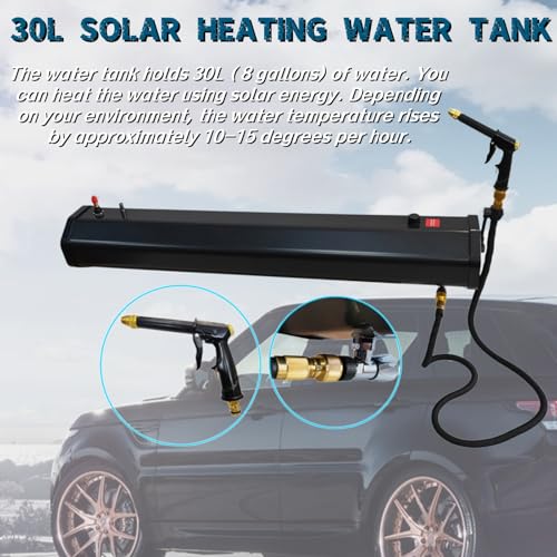 Image of 8 Gallon Pressurized Water Tank Road Camping Shower, Roof Rack Mounted Off-Road Shower with High Pressure Water Gun Spray Head for Camping, Water Storage and Outdoor Activities