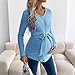 2026 Maternity Sweater Women Bow Shirts Long Sleeve Ribbed Knit Pregnancy Tops Casual Pregnant Blouses Blue