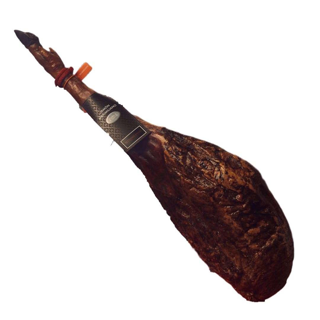 Maximiliano - Jamón Doble Equis - Jamón Curado - Pieza de 6 kg - Equilibrado, Delicado y Sutil - Curación Mayor 24 Meses - Crianza en Libertad - Incluye Tabla Jamonera