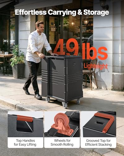 Image of VEVOR Insulated Food Pan Carrier, 127 Qt Non-Electrical Food Warmer, with Swivel Wheel & 304 Stainless Steel Latch, LLDPE Stackable Hot Box, for Various Pan Sizes(NOT Included), Fit Catering BBQ Event