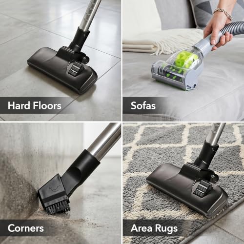 Image of OVENTE Bagless Canister Vacuum Cleaner with Sofa Brush, 1200W, Black ST2010