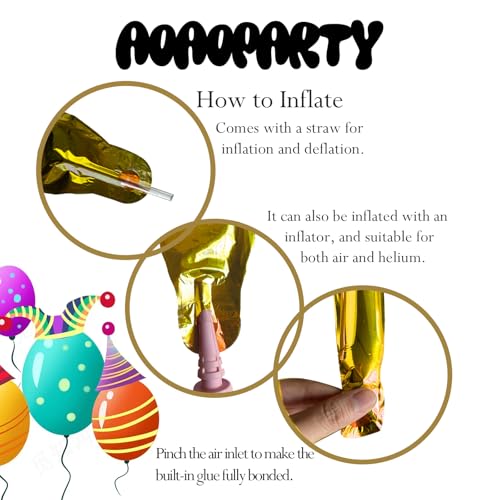 Image of Gold Happy Birthday Balloons Banner 16 Inch Mylar Foil | Happy Birthday Letters Sign for Women Men Adults Birthday Party Decorations