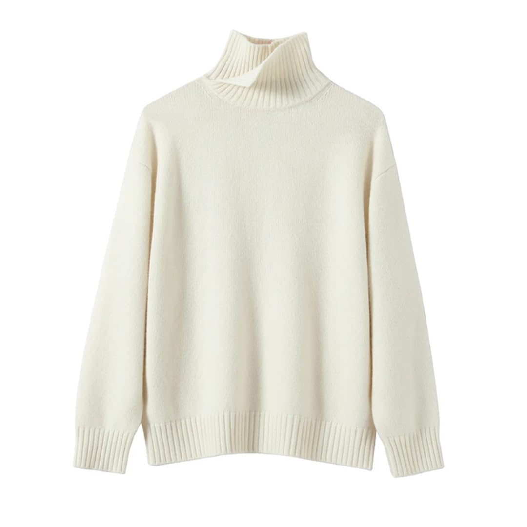 Damski sweter z golfem w jednolitym kolorze, oversize, sweter na co dzień