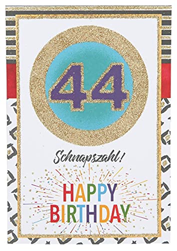 Afie Glückwunschkarte Zum 44. Geburtstag – Goldglänzend, Strukturiert, Mit Umschlag, 11.5x17 Cm, Made In France