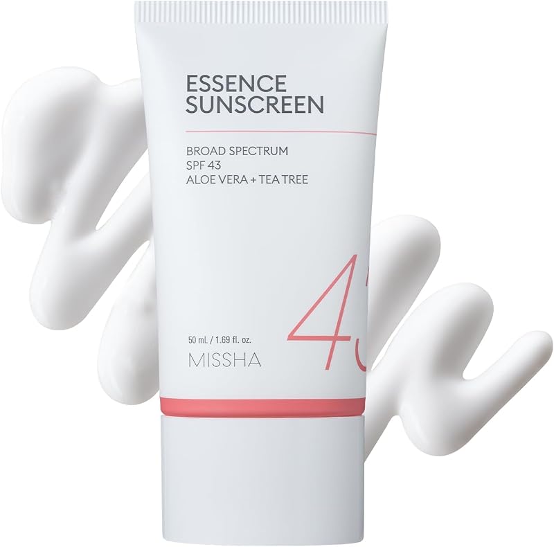 All Around Essence Sunscreen SPF 43 No White Cast 1.69 oz | Korean sunscreen for face and body; aloe tea tree formula offers lightweight hydration and comfortable daily wear.