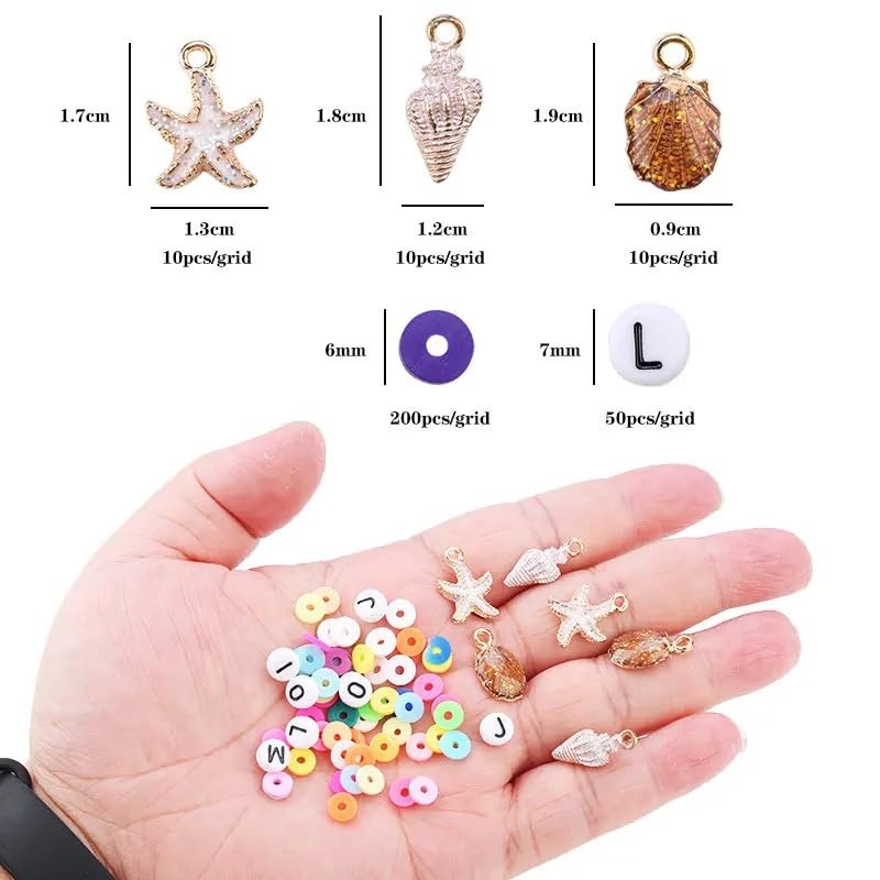 Abalorios Para Hacer Pulseras Kit de cuentas redondas planas 6mm, 3000-4280 Uds., arcilla for hacer joyas, pulseras, collares, pendientes, juego DIY colgantes + herramientas(Kit 4)