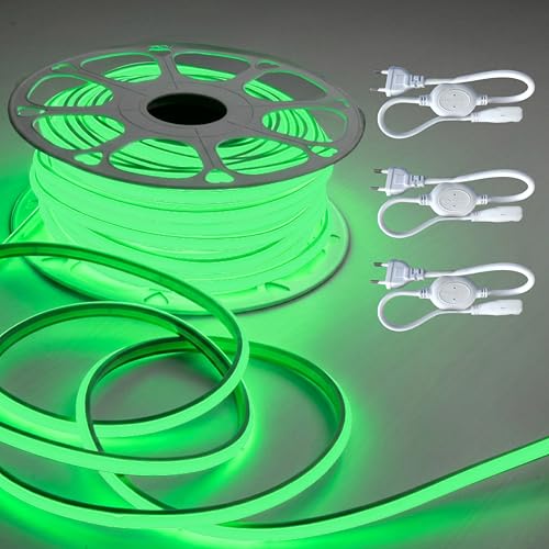 Image of Forus 36M COB LED Neon Strip Light, 10mm Green Waterproof Flexible Rope Light, Cuttable LED Strip for Indoor & Outdoor Wall Decor, Home, Shop, Party & Festival Lighting with 3 Connectors