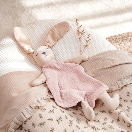 Image of lulumoon Muslin Baby Security Blanket: Soft Bunny Lovey for Self-Soothe