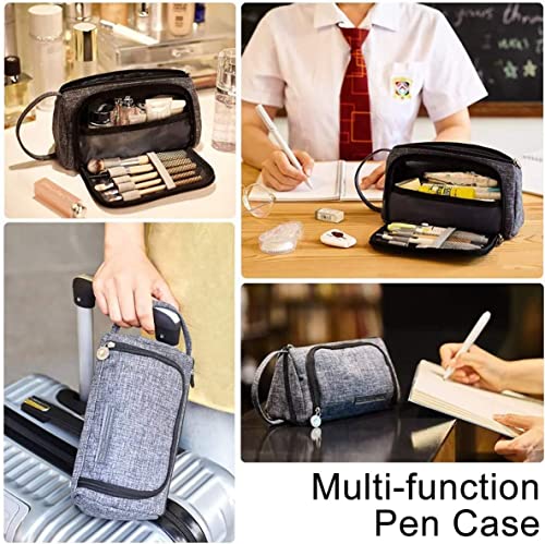 Image of Party Propz Black Pencil Pouch for Girls - 1 Pc Large Capacity Pencil Pouches for Stationary | Big Pencil Pouch for Girls | Multipurpose Pouch for Travel | Makeup Pouch | Travel Pouches for Women