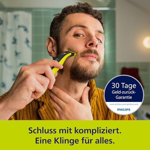 PHILIPS OneBlade 360 Face & Body - elektrischer Rasierer, Trimmer & Bodygroomer, 3x 360 Klingen, 4x Trimmaufsätze (1/2/3/5 mm), 2x Körperaufsätze, Nass- & Trockenrasur für Gesicht & Körper (QP2834/31) 2