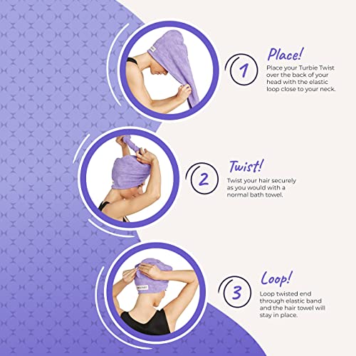 Turbie Twist Microfiber Hair Towel Wrap For Women And Men | 2 Pack | Bathroom Essential Accessories | Quick Dry Hair Turban For Drying Curly, Long & Thick Hair (Dark Purple, Light Purple) #TOP3