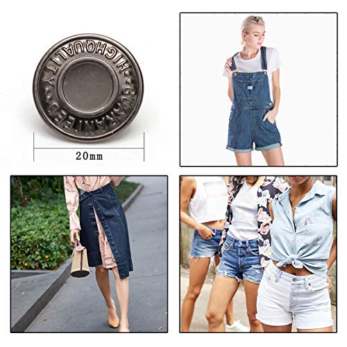 12 Sets No-Sew Permanent Buttons Jean Tack Buttons 20Mm (Gun Black) #TOP5