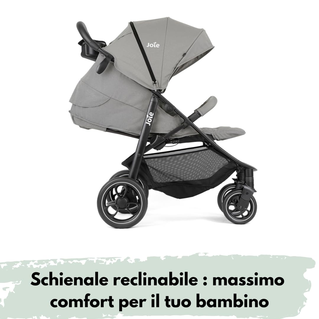 Joie Passeggino Litetrax con sacco termico | Passeggino sportivo per città e fuoristrada, sospensioni flessibili, chiusura con una mano, protezione UV 50+, ruote antiforatura -
