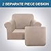 H.VERSAILTEX Armchair Slipcover Chair Cover 2 Piece Stretch Slipcovers Furniture Protector with Elastic Bottom Fit Armchair Width Up to 47 Inch, Stretch Spandex Jacquard Fabric(Chair, Sand)