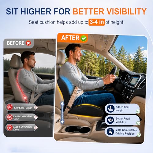 Image of Allaboutsla Seat Cushion & Lumbar Support Pillow Set: Ergonomic Memory Foam Seat Cushion and Back Support for Pain Relief, Butt Cushions and Lumbar Pillow for Car, Office Chair, Gaming - Black