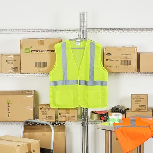 Image of Restaurantware Reflective Safety Vest 20 Count 29.213 x 30.315 Inches High Visibility Multi-Pocket Zipper Front Safety Vest