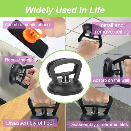 Image of Dent Puller,3 Pack Large suctionCar Dent Repair Car Dent Removal Kit Suction Cup Car Dent Removal Tool for Car Dent Repair Move Objects Glass Ceiling Tiles and act as Handles (Black+Orange)
