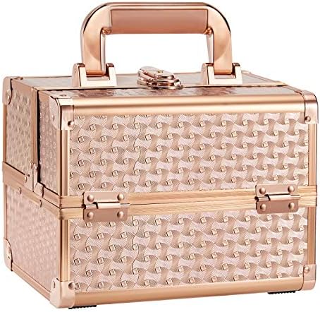 Joligrace Makeup Case Organizer Makeup Box Cosmetic Train Case with Mirror