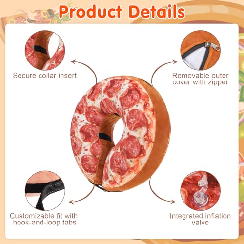 Image of BEAUTYZOO Dog Cone Alternative After Surgery for Large Medium Small Dogs, Soft Inflatable Cone Collar for Dogs Cats, Pet Neck Donut E Collar Dog Recovery Collars to Stop Licking, Pizza, XL
