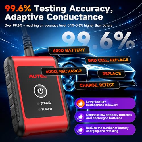 2026 Autel MaxiBAS BT506 Car Battery Tester, 6V 12V 100-2000 CCA Car Battery Analyzer, 12V 24V Auto Cranking/Charging System Test, Adaptive Conductance, High-Precision Battery Load Test for All Cars - Image 4