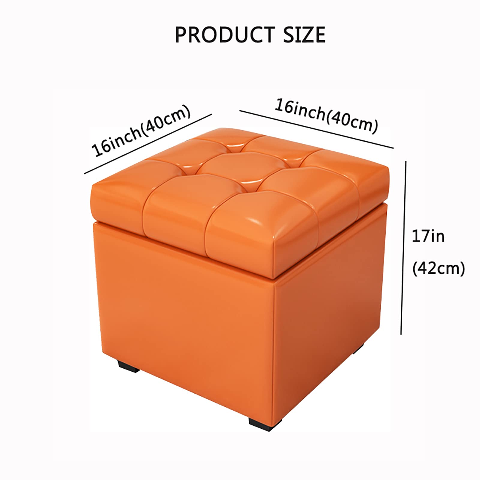 RWRAPS Ottomano Moderno Premium Cubo in Pelle con Poggiapiedi Contenitore Sgabello per Soggiorno Camera da Letto Ingresso Corridoio-Verde 40x40x42cm(16x16x17inch) (Bianco 40x40x42cm(16x16x17inch))