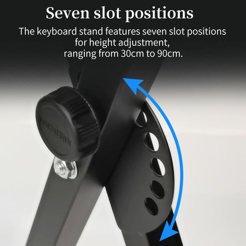 Image of Blueberry R‑12 Single‑X Adjustable Keyboard Stand - 5 Locking Positions, Safety Lock Pin, Foldable Design - Compatible with Yamaha PSR, PSS, NP, DGX, P Series, Casio CTK, CT‑X, CT‑S, Roland Digital Keyboards (SINGLE-X-SHAPE, Compatible With Yamaha Models)