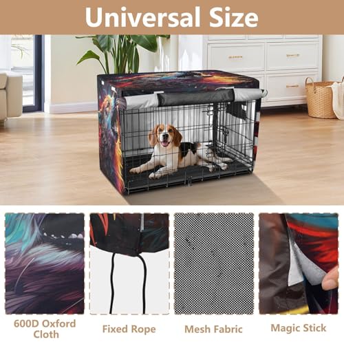 Housse pour cage d'intérieur d'extérieur motif loup spatial