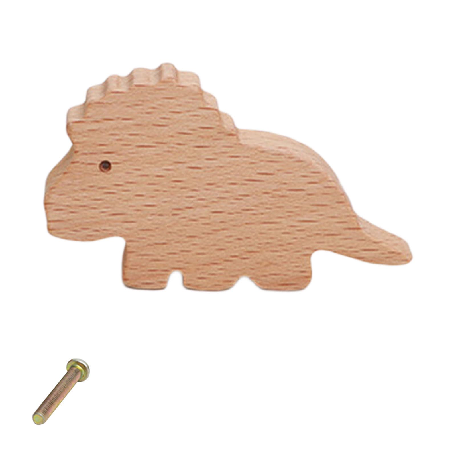 Hzbb D Natural Woo Cabinet Knob Lovely Inosaur Rawer Pulls Ecorative Furniture Handles For Children Room Wardrobe Knob Lovely Inosaur Rawer Pulls Easy Installation Bedroom Furniture