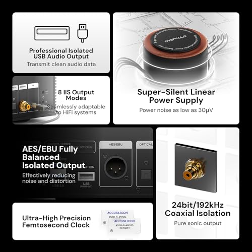 Image of Eversolo T8 Music Streamer Transport with Remote | Dual Femtosecond Clocks, Fully Electrical Isolation Output & Stream Tidal, Qobuz and More | IIS, Coaxial, AES /EBU, USB Audio, and Optical Output