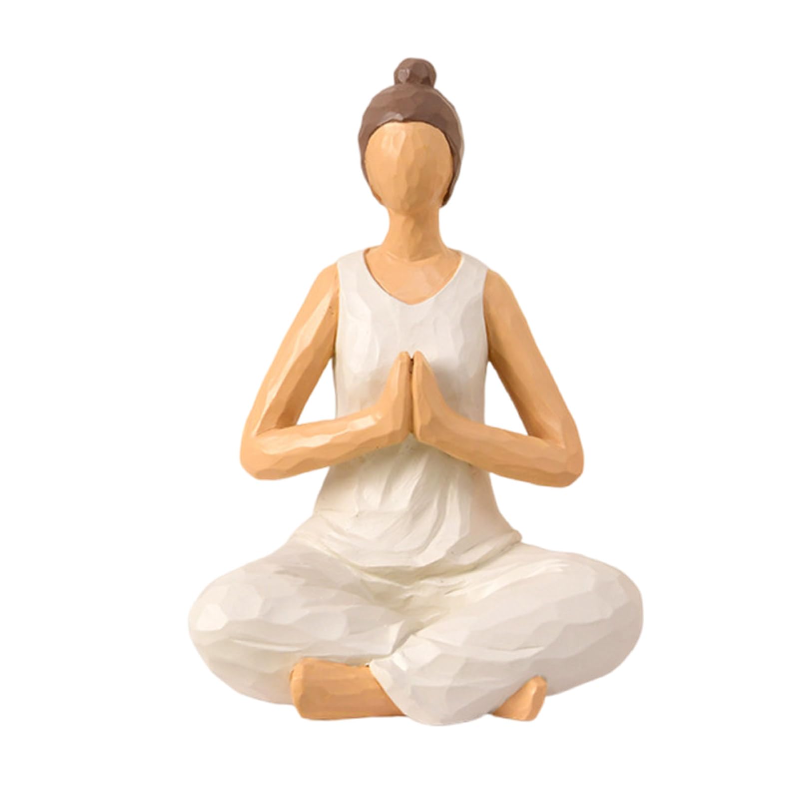 carotoe Resins Meditations Girl Figurines Woodcut Effect Women Statues Desktop Decoration Ornament Sculptures for Home Decors Meditations Woman Figure