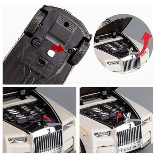Image of 1:32 Scale Rolls Royce Phantom Toy Car | Metal Pullback Diecast Car for Kids with Openable Doors, Sound, Light Effects Toy for Car Enthusiasts (Color As Per Available)