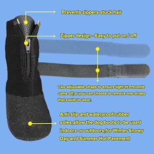 Waterproof grip dog shoesanti slip dog socks bootszipper dogs booties paw protectors for hardwood floorindoor and outdoor for small medium large dogs black m  urban country home decor