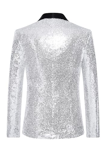 WIWIQS Men's One Button Sequin Suit Jacket Formal Slim Fit Sparkly Blazer Glitter Wedding Party Tuxedo Sport Coat2