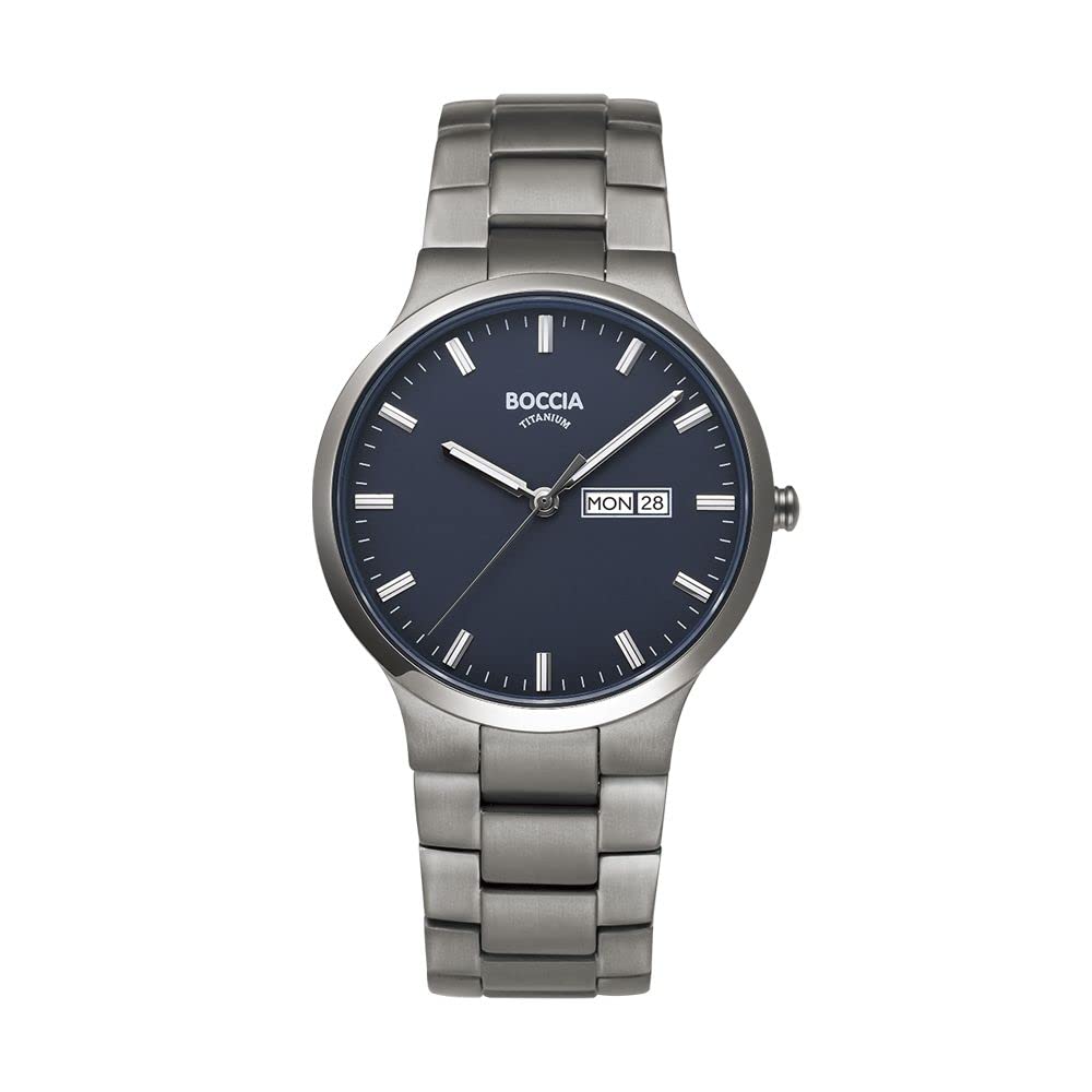 Boccia Herren Armbanduhr mit Gehäuse aus Titan, in der Farbe: Silber, Armband aus: Titan, Gehäusedurchmesser: 39 mm, 3649-02