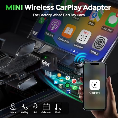 MMB Adaptador Carplay sem fio para iPhone, mini dongle Carplay Plug & Play para conversão rápida com
