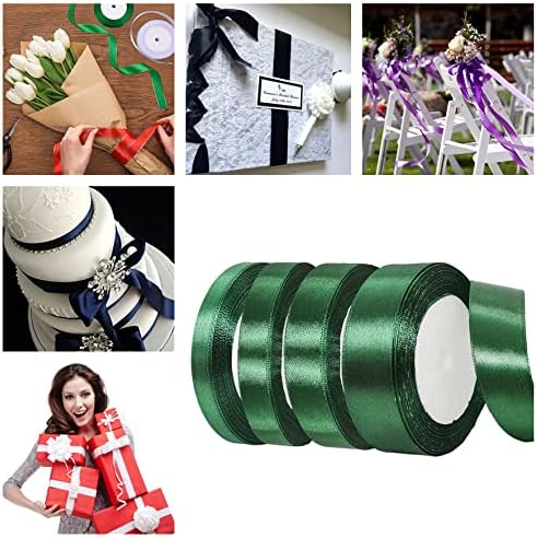 4 Rolls 10/15/20/25mm Wide Dark Green Ribbon Thick Christmas Ribbon for Gift Wrapping 22m - Image 4