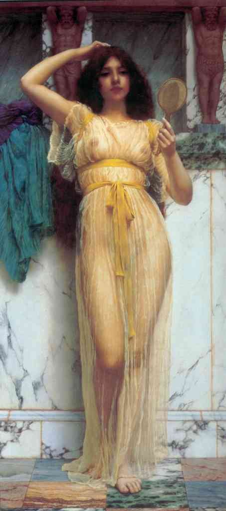 Red Rat John William Godward The Mirror 1899 A4 Photo Print